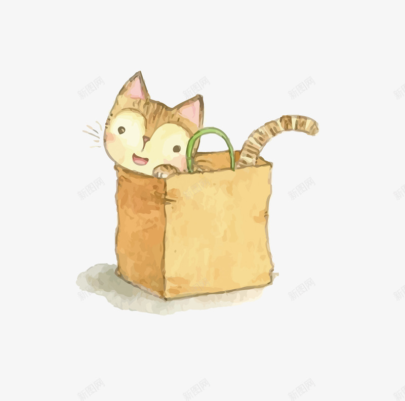 纸袋里的猫png免抠素材_新图网 https://ixintu.com PNG PNG免费下载 PNG图片 卡通 猫咪 纸袋