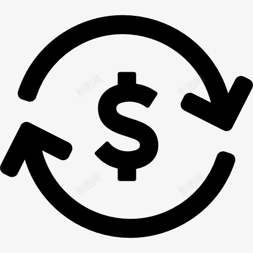 货币汇率图标png_新图网 https://ixintu.com 交易所 商业 曲线箭头 美元符号 钱 钱字符号 银行