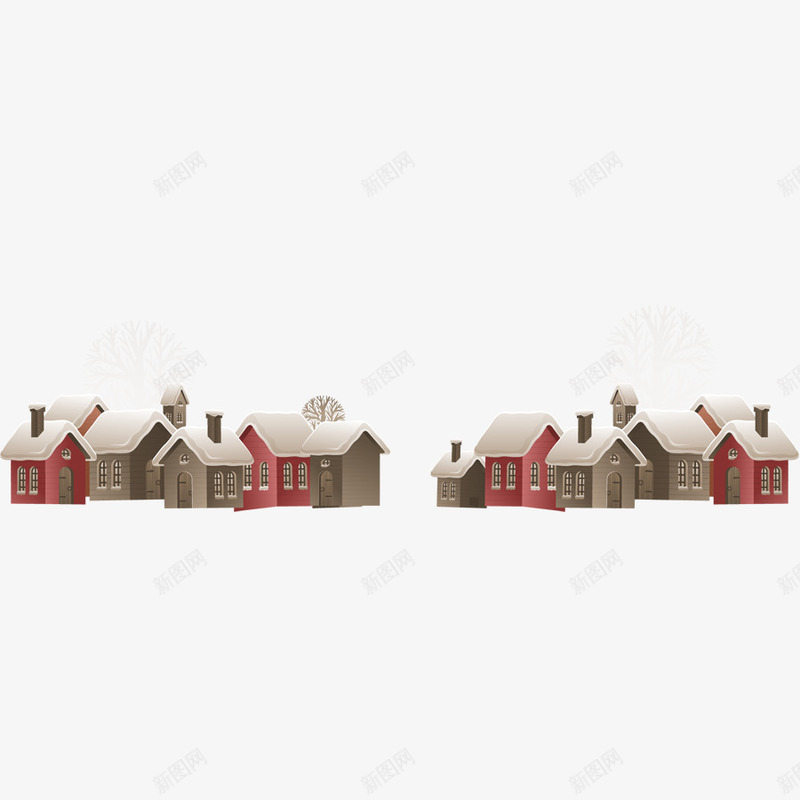 雪后的房屋png免抠素材_新图网 https://ixintu.com 圣诞 木屋 树枝 烟囱 窗户