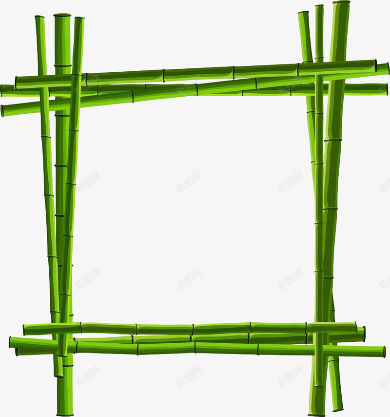 绿色竹节边框png免抠素材_新图网 https://ixintu.com 手绘 竹子 竹子线条 竹节 线条 绿色 边框