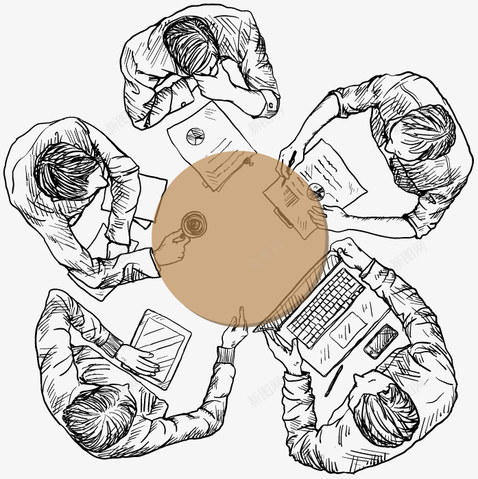 商务团队俯视图png免抠素材_新图网 https://ixintu.com 合作 商务 团队 素雅