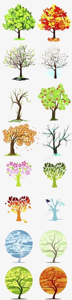 标签矢量树叶手绘树木装饰高清图片