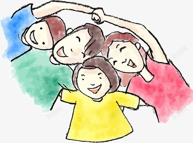 家庭漫画手绘png免抠素材_新图网 https://ixintu.com 一家人呢 可爱 家庭 插画