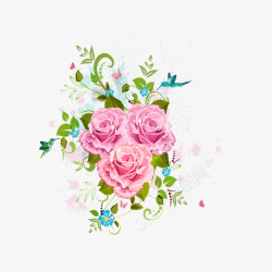 玫瑰花装饰案矢量图素材