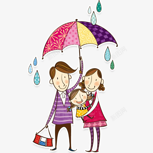 幸福的一家人人物png免抠素材_新图网 https://ixintu.com 下雨 人物设计 国际家庭日 家人 家庭 幸福 撑伞