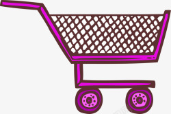 紫色购物车推车素材