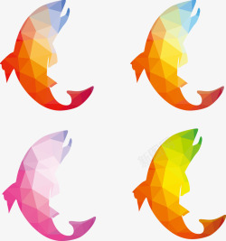 彩色的海豚四只彩色立体海豚矢量图高清图片