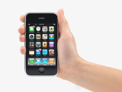 苹果手机应用桌面图标手拿黑色苹果手机高清图片