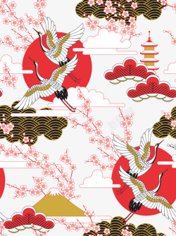 红日日本风插画高清图片