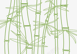 绿色手绘线条竹子素材
