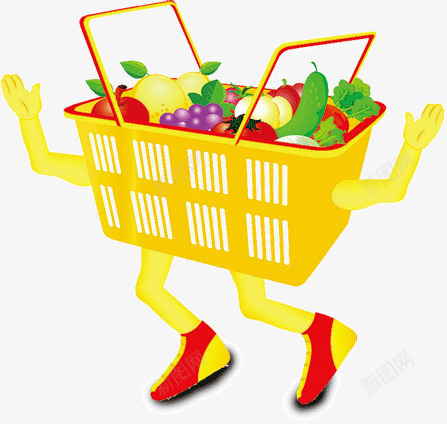 超市商场购物车png免抠素材_新图网 https://ixintu.com 卡通购物车 水果购物车