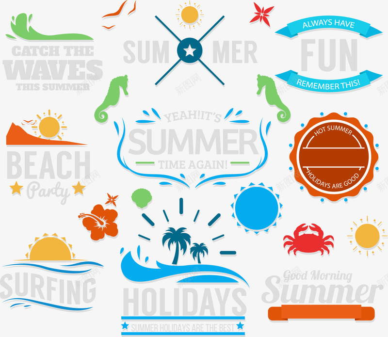 9款夏季沙滩度假标签png免抠素材_新图网 https://ixintu.com 假期标签 夏季 夏季标签 沙滩度假 沙滩标签
