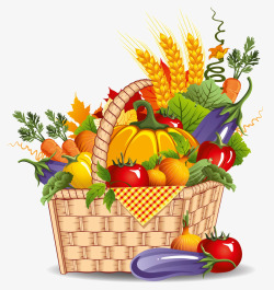 菜市场的蔬菜篮子一筐蔬菜插画高清图片