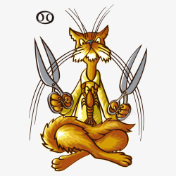 拿剪刀的小猫矢量图素材