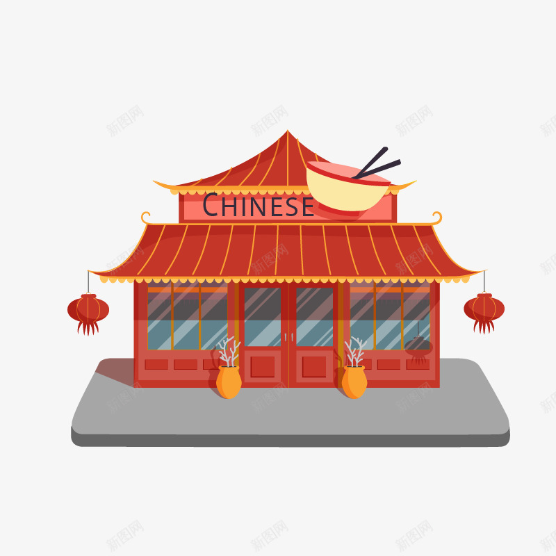 中国餐馆png免抠素材_新图网 https://ixintu.com 卡通欧式饭店 卡通餐饮楼房 矢量快餐店