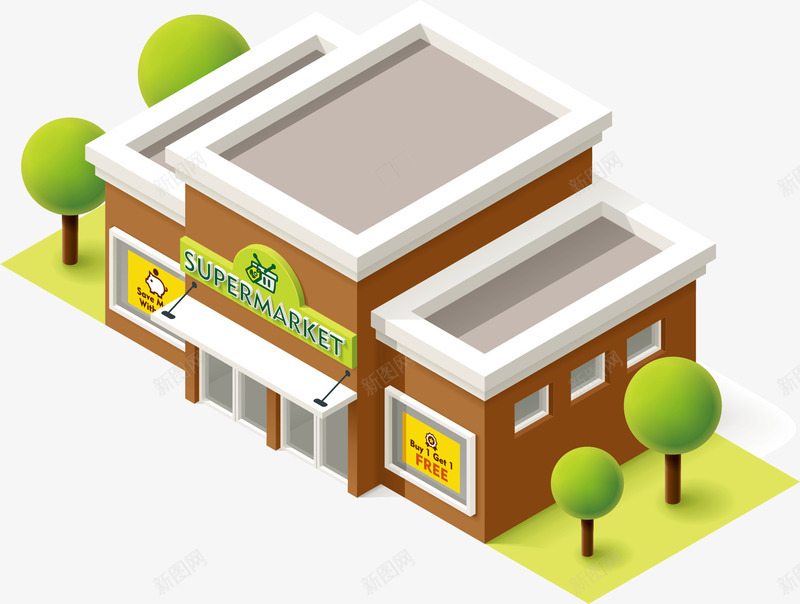 绿树超市图标png_新图网 https://ixintu.com 便利超市 便利超市logo 卡通 小型超市 绿树 超市