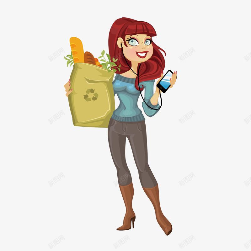 购物的家庭妇女png免抠素材_新图网 https://ixintu.com 妇女 家庭 购物 面包
