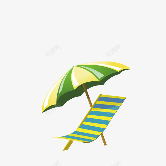 海边遮阳伞png免抠素材_新图网 https://ixintu.com 太阳伞 度假 躺椅