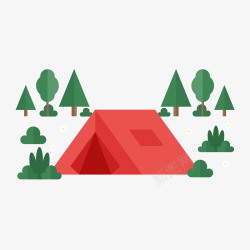 红色的帐篷卡通手绘暑期夏令营矢量图高清图片