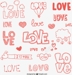 LOVE情人节艺术字淘宝红色爱的艺术字矢量图高清图片