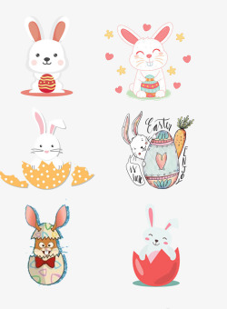 彩蛋插画复活节兔子彩蛋图案高清图片
