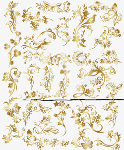 黄色中国风花纹装饰合集素材