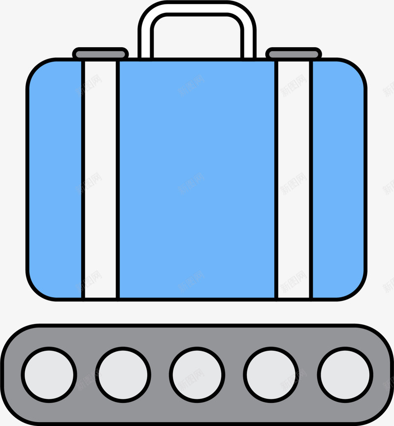 蓝色旅游行李运输带png免抠素材_新图网 https://ixintu.com 出行 安检 度假 旅游 行李运输带 装饰图案
