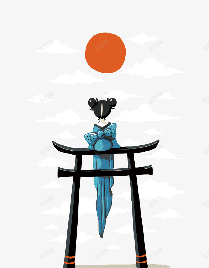 神社少女png免抠素材_新图网 https://ixintu.com PNG PNG免费下载 PNG图片 少女 日式插画 日本 神社