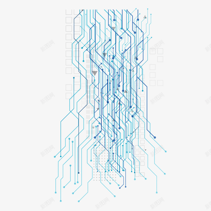 蓝色科技线稿元素矢量图ai免抠素材_新图网 https://ixintu.com 交织 圆点 密集 科技 线稿 网络 蓝色 矢量图