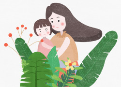 草丛免费下载清新可爱插图母亲节装饰画草丛中高清图片