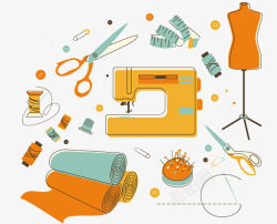 缝纫用品和工具集合素材