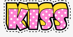 粉色kiss粉色波点贴纸素材