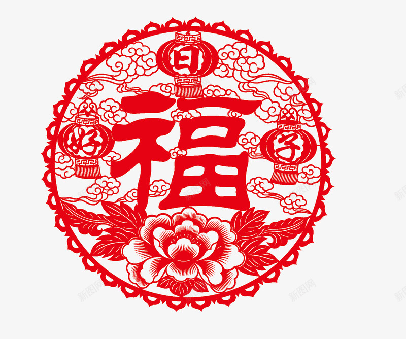 福字剪纸png免抠素材_新图网 https://ixintu.com 中国风 新年剪纸 红色剪纸