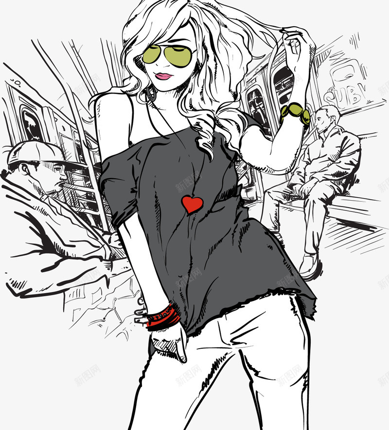 创意人物女郎png免抠素材_新图网 https://ixintu.com 人物 女生 女郎 手绘 素描