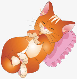 粉色的枕头躺着的小猫咪高清图片