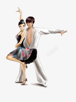 跳巴黎舞双人舞拉丁舞舞蹈家插画装饰高清图片