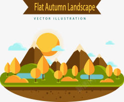扁平的秋季景观矢量图素材