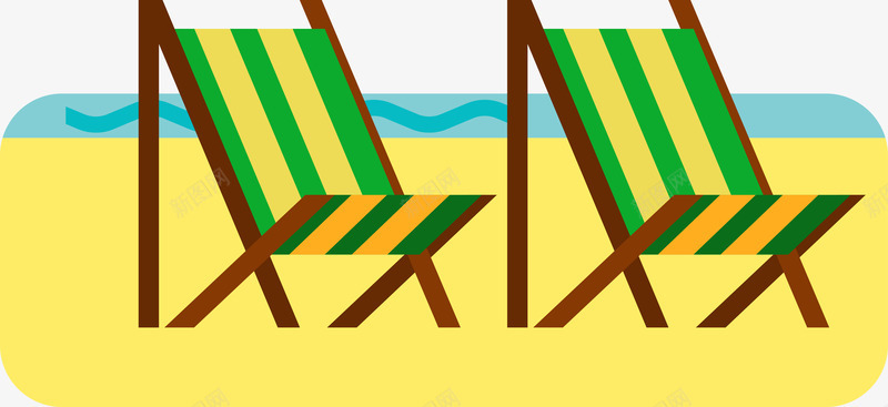 海边沙滩躺椅png免抠素材_新图网 https://ixintu.com 卡通 度假旅行 扁平化 沙滩 海边 矢量图案 躺椅