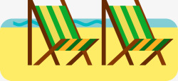 扁平化躺椅海边沙滩躺椅高清图片