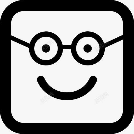 Nerd幸福的笑脸在圆角方形脸图标png_新图网 https://ixintu.com 书呆子 微笑 快乐表情 接口 智能 眼镜 表情 表情平方