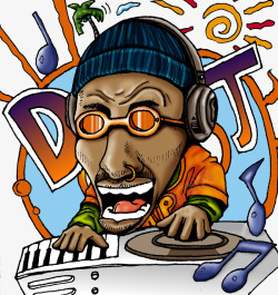 音乐漫画卡通DJ人物高清图片