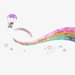 紫色卡通彩虹气球装饰图案素材
