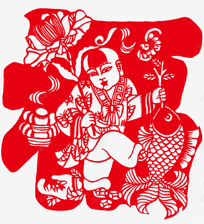 红色福字窗花png免抠素材_新图网 https://ixintu.com 福字素材 窗花素材