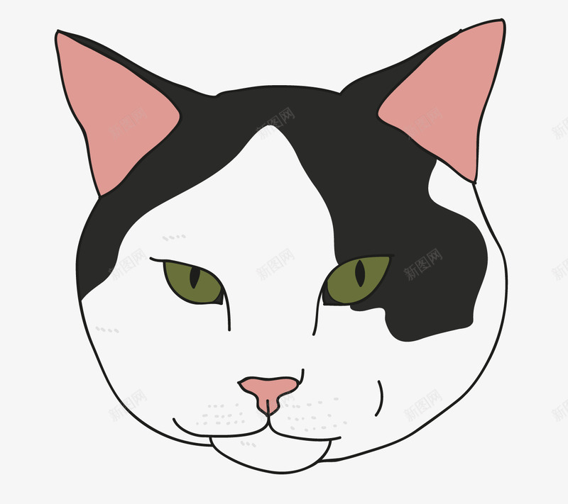 黑白小猫咪png免抠素材_新图网 https://ixintu.com 动物 卡通 卡通动物 可爱 猫头 黑白猫咪