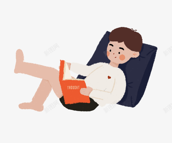 手绘插画躺着看书的人psd免抠素材_新图网 https://ixintu.com 手绘插画躺着看书的人 手绘看书的男孩 看书的人