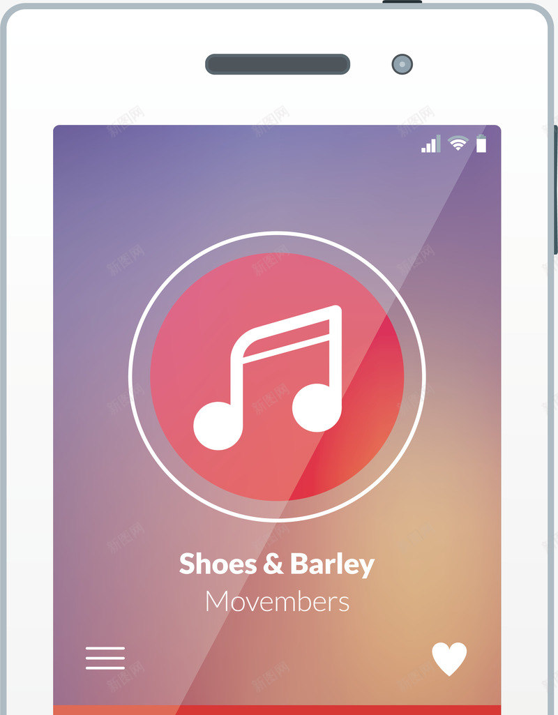 手机界面png免抠素材_新图网 https://ixintu.com 创意 听歌 手机界面 数码产品 现代 电子科技 精美 音乐界面
