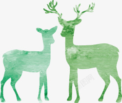 绿色的小鹿绿色渐变水彩小鹿高清图片