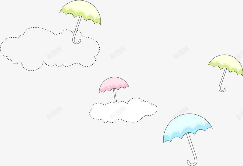 雨伞背景png免抠素材_新图网 https://ixintu.com AI 云朵 伞 卡通 天空 底纹 手绘 插图 插画 线条 背景 雨伞