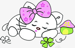 卡通睡觉的白色小猫png免抠素材_新图网 https://ixintu.com 卡通 小猫 白色 睡觉