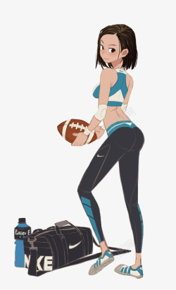 日系漫画对话框素材橄榄球少女高清图片